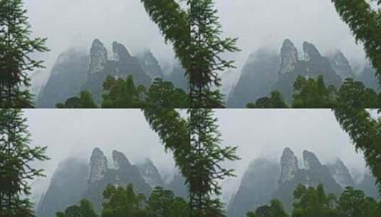 农村下雨雨景远山云雾雨季小雨高清在线视频素材下载