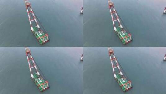 海上巨型塔吊船高清在线视频素材下载