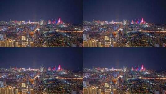 青岛城市夜景航拍8K高清在线视频素材下载