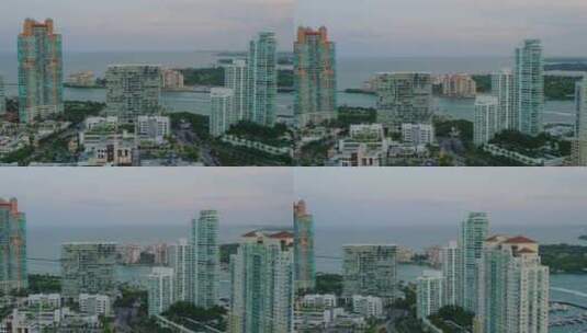 迈阿密水边建筑物的鸟瞰图高清在线视频素材下载