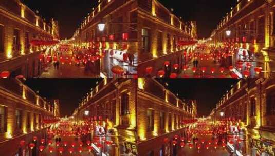 东北黑龙江哈尔滨街道夜景航拍高清在线视频素材下载