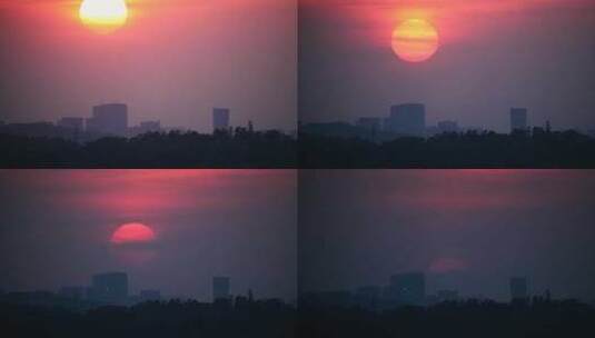 黄昏时分太阳穿过云层 夕阳西下 太阳落山高清在线视频素材下载