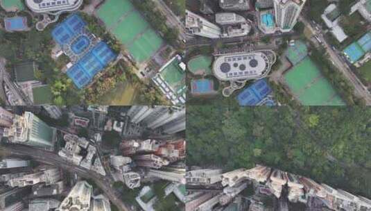 香港CBD建筑俯拍高清在线视频素材下载