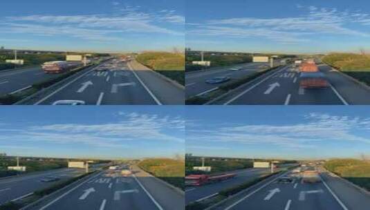iPhone拍摄的高速公路车流延时高清在线视频素材下载