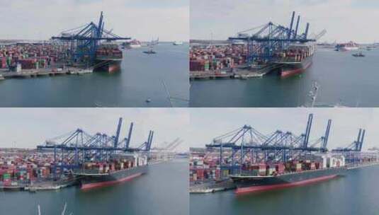 航拍物流港口集装箱货轮高清在线视频素材下载