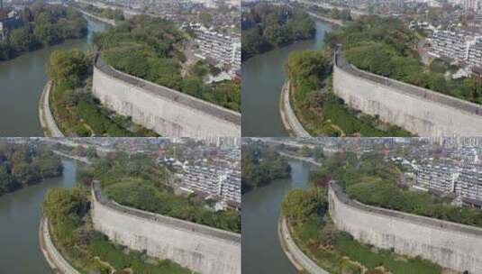 南京城墙及护城河风光高清在线视频素材下载