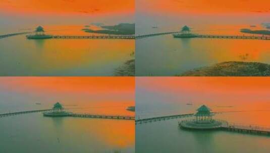 苏州太湖国际会议中心日落航拍13高清在线视频素材下载