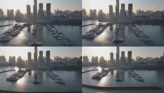 4K航拍深圳蛇口海上世界游艇会2高清在线视频素材下载