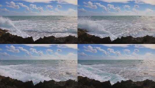 海水冲击海岸高清在线视频素材下载
