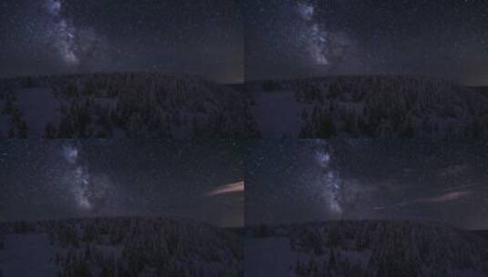 银河系冬季森林山高清在线视频素材下载