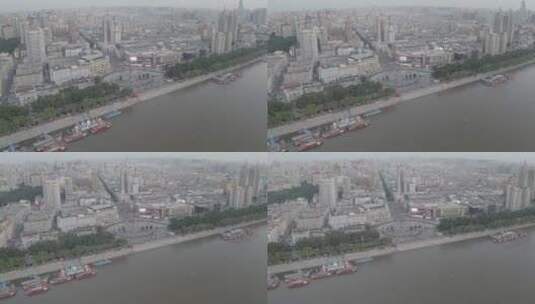 4K哈尔滨松花江畔防洪纪念塔航拍高清在线视频素材下载