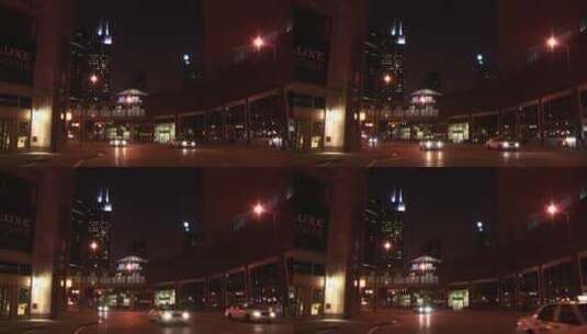 城市夜间的建筑物高清在线视频素材下载