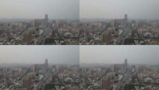 阴霾天气的城镇景观高清在线视频素材下载
