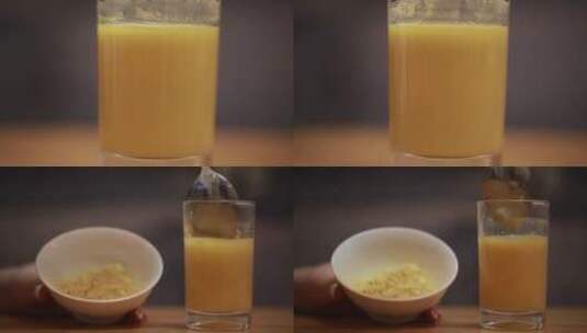 【镜头合集】保健养生松花粉饮品高清在线视频素材下载