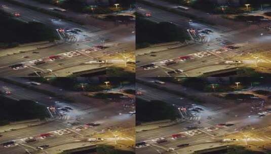 航拍湖南衡阳城市十字路口夜景高清在线视频素材下载