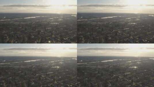 从高空俯瞰的城市的日落高清在线视频素材下载