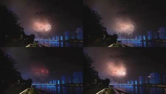 福州城市夜景烟花灯光高清在线视频素材下载