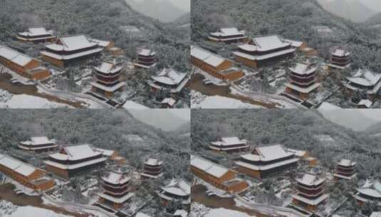 金华山双龙景区 雪景高清在线视频素材下载