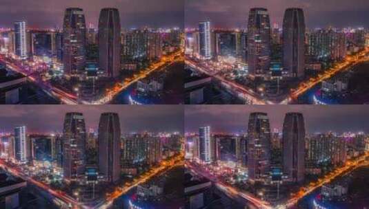 云南城投中心大楼夜景高清在线视频素材下载