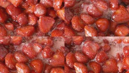 草莓酱的制作过程高清在线视频素材下载