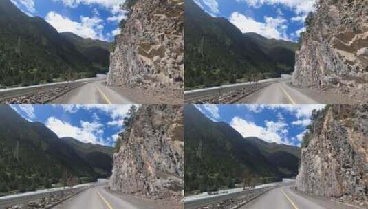 西藏车拍移动第一视角自然风景危险山路公路高清在线视频素材下载