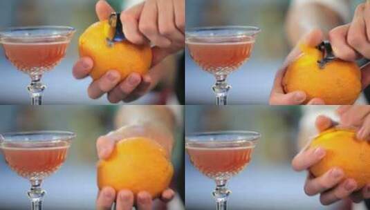 调酒师准备橙色鸡尾酒高清在线视频素材下载