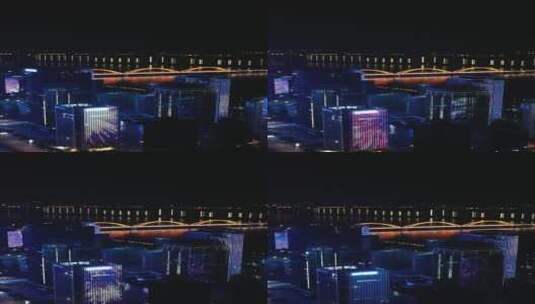城市航拍湖南长沙金融城市夜景灯光高清在线视频素材下载