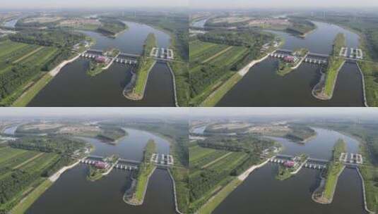航拍北京通州北运河榆林庄船闸高清在线视频素材下载
