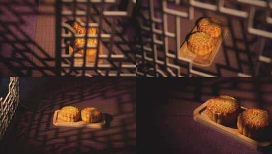 【4K】双黄莲蓉月饼摆拍高清在线视频素材下载