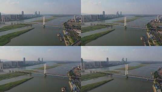 航拍赣江八一大桥城市交通风光高清在线视频素材下载