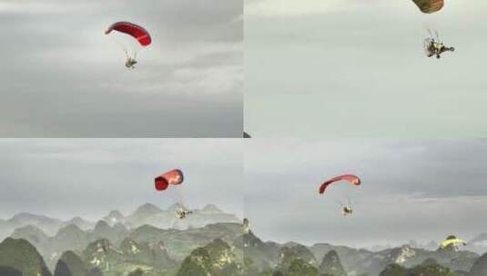 滑翔机在天空飞翔 滑翔伞 极限运动高清在线视频素材下载