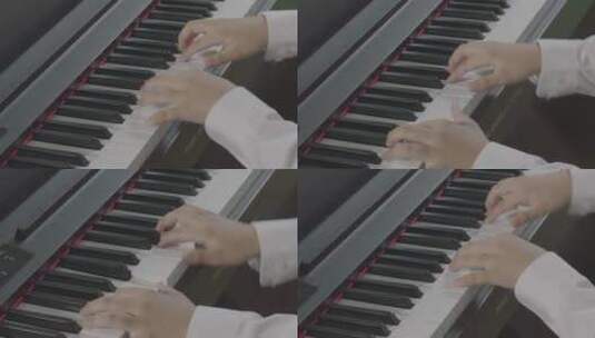 弹钢琴手部特写高清在线视频素材下载