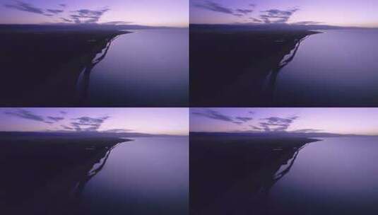 青海湖黄昏夕阳自然唯美风景航拍高清在线视频素材下载