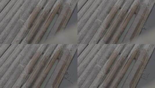 竹排竹筏水滴滴落水面慢镜头高清在线视频素材下载