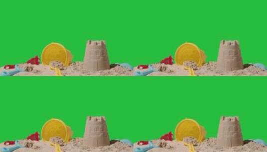 绿幕前的沙雕城堡高清在线视频素材下载
