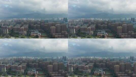 航拍云层山东泰山泰安城市全貌城市建筑高清在线视频素材下载