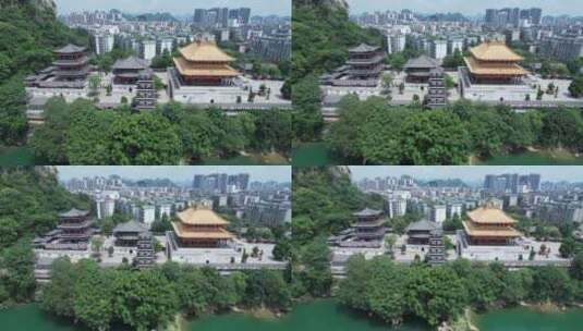 航拍广西柳州文庙高清在线视频素材下载