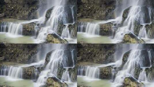 山中小溪瀑布延时摄影高清在线视频素材下载
