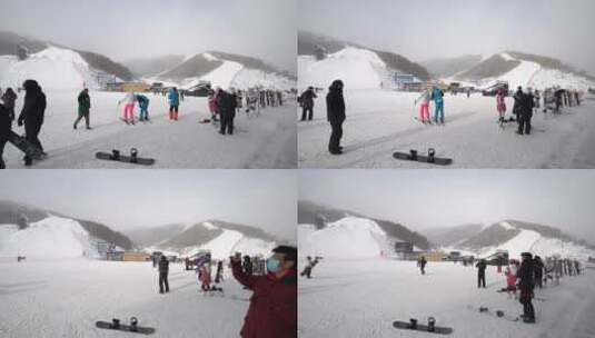 滑雪云顶滑雪公园体育运动滑雪板高清在线视频素材下载