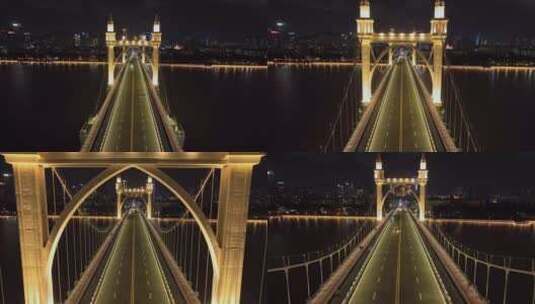 大湾区珠海白石桥欧洲风夜景航拍高清在线视频素材下载