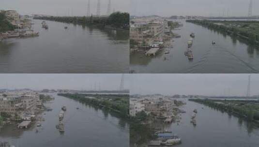 广州黄埔古港石基村航拍高清在线视频素材下载