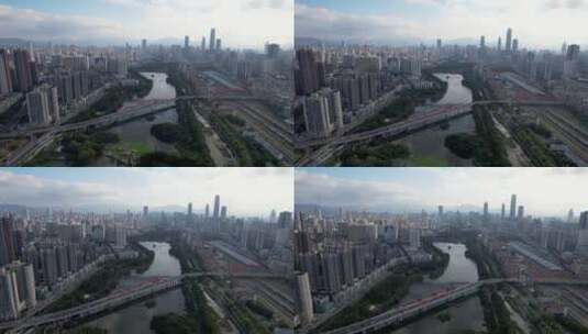 深圳城市建筑交通航拍高清在线视频素材下载