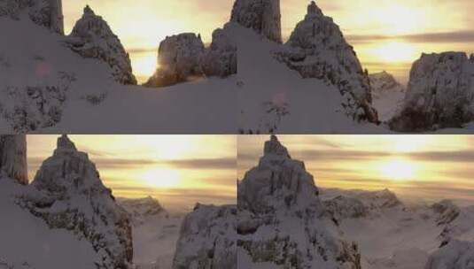 雪山航拍日出高清在线视频素材下载