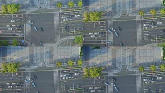 航拍城市交通公路十字路口高清在线视频素材下载