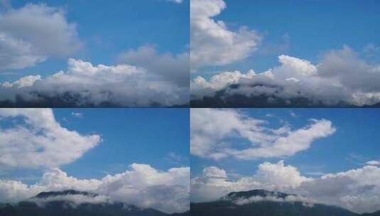 山峰云雾缭绕云海延时雨后山上云朵天气气象高清在线视频素材下载