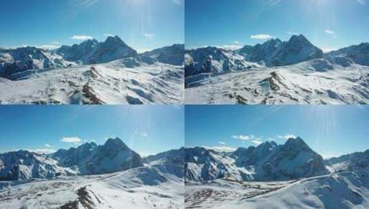 航拍巍峨的雪山4K高清在线视频素材下载