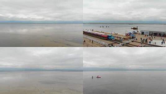 茶卡盐湖航拍高清在线视频素材下载