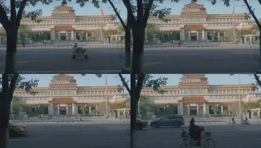 4K北京中国美术馆大门街景建筑实拍视频高清在线视频素材下载
