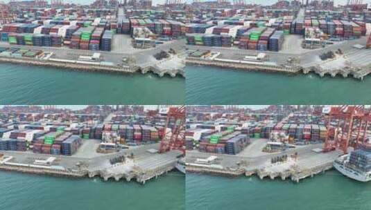 4K货运集装箱港口航拍高清在线视频素材下载