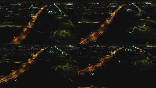杭州下沙立交桥绕城高速汽车车流夜景视频素高清在线视频素材下载